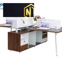 Bàn làm việc tập thể-cụm bàn làm việc hiện đại có hộc tủ chân sắt được sản xuất tại Nội Thất Ngọc Thịnh